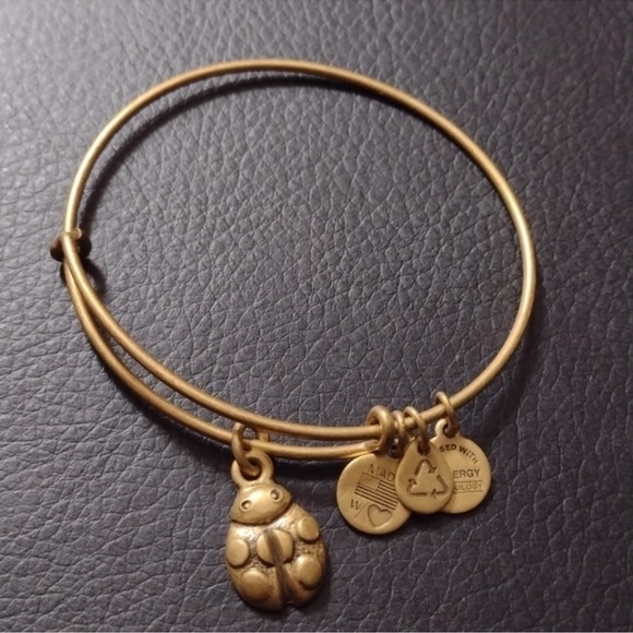 Alex and Ani Ladybug Charm Bracelet Rafaelian Gold Finish - Expands 2"- … - Picture 6 of 11